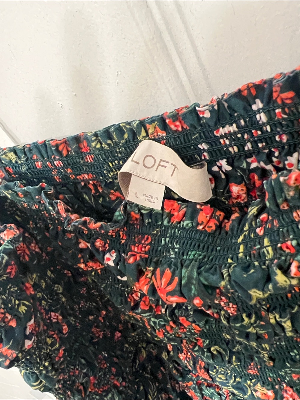 LOFT Forest Green Floral Smocked Maxi Dress - Picture 3 of 6